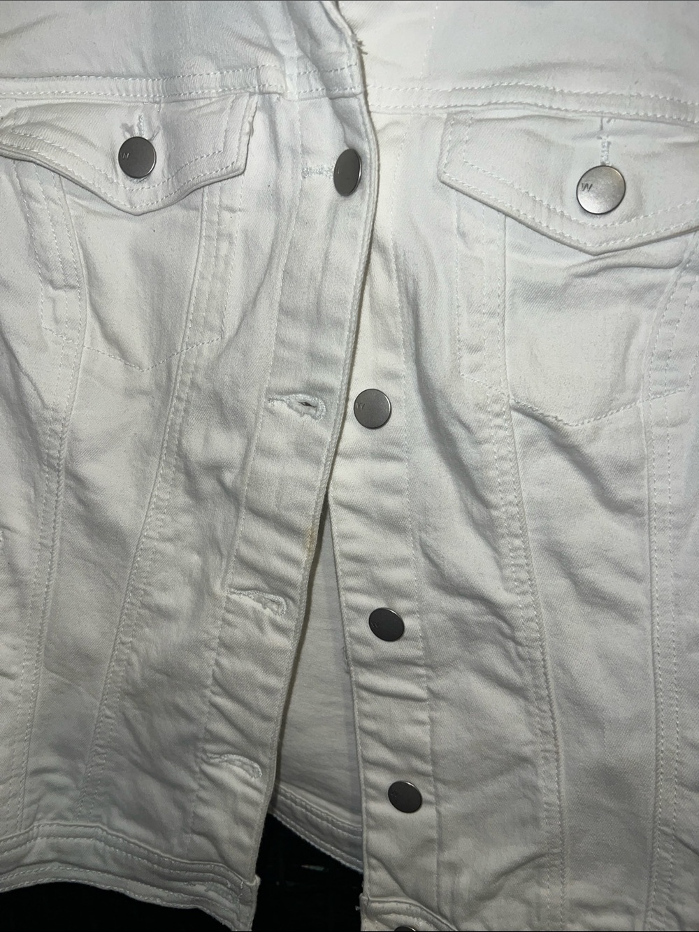Westport White Short-Sleeve Button-Down Denim Jacket - Women size L - Picture 4 of 5